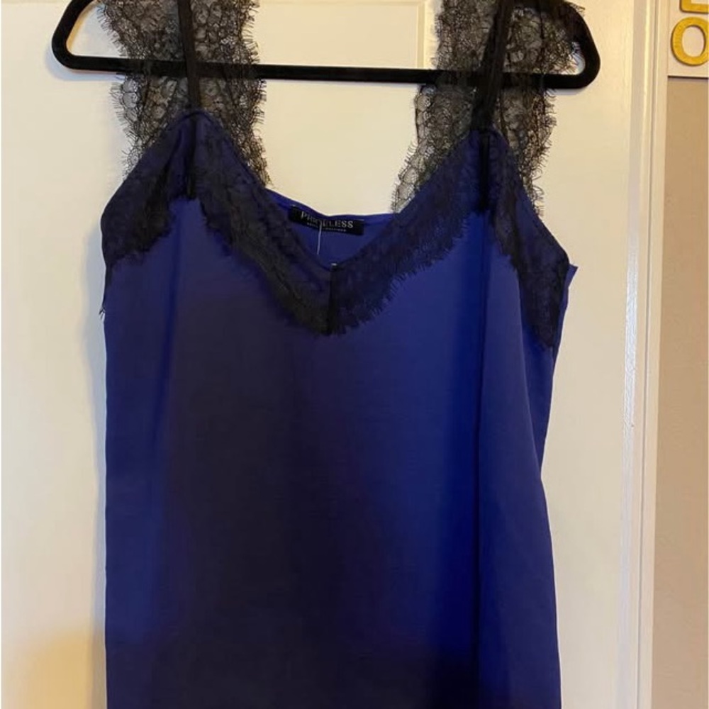 Blue Lace Trim Camisole